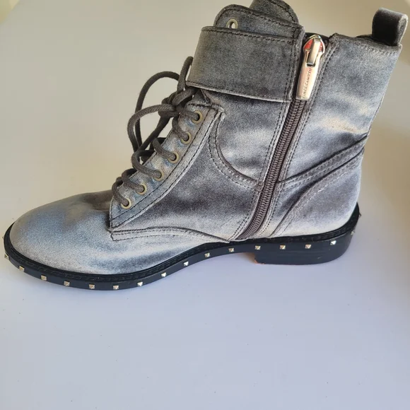 Two by Vince Camuto Shiny Silver Combat Boots - Picture 3 of 8